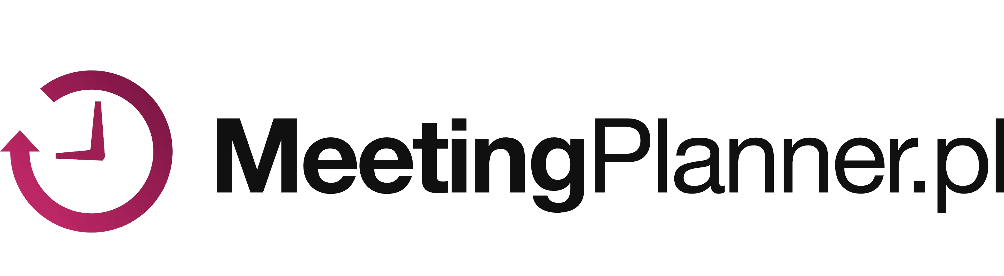 Logo MeetingPlanner.pl with a clock icon pointing to nine o'clock.