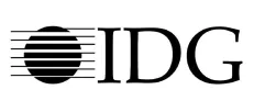 Logo IDG with a black circle divided by horizontal lines on the left.