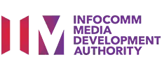 Logo Infocomm Media Development Authority, stylizowane litery IM i nazwa obok.