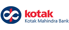 Kotak Mahindra Bank logo with red inscription and blue symbol.