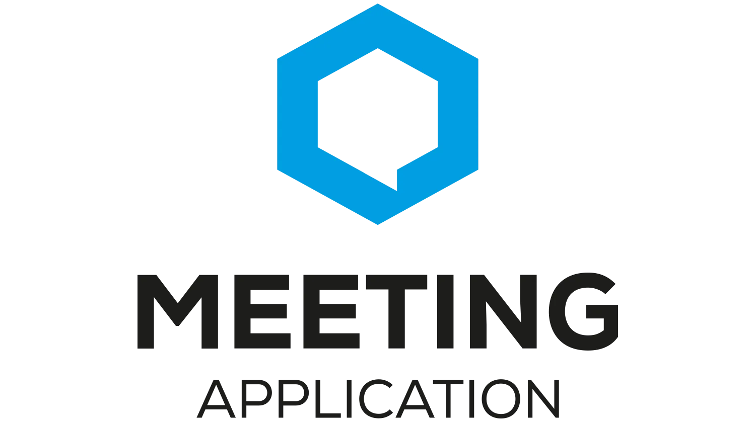 Meeting Application logo with blue hexagon.