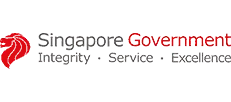Logo of the Singapore government with the slogan: Integrity, Service, Excellence.
