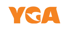 Logo with YGA letters in orange on a white background.